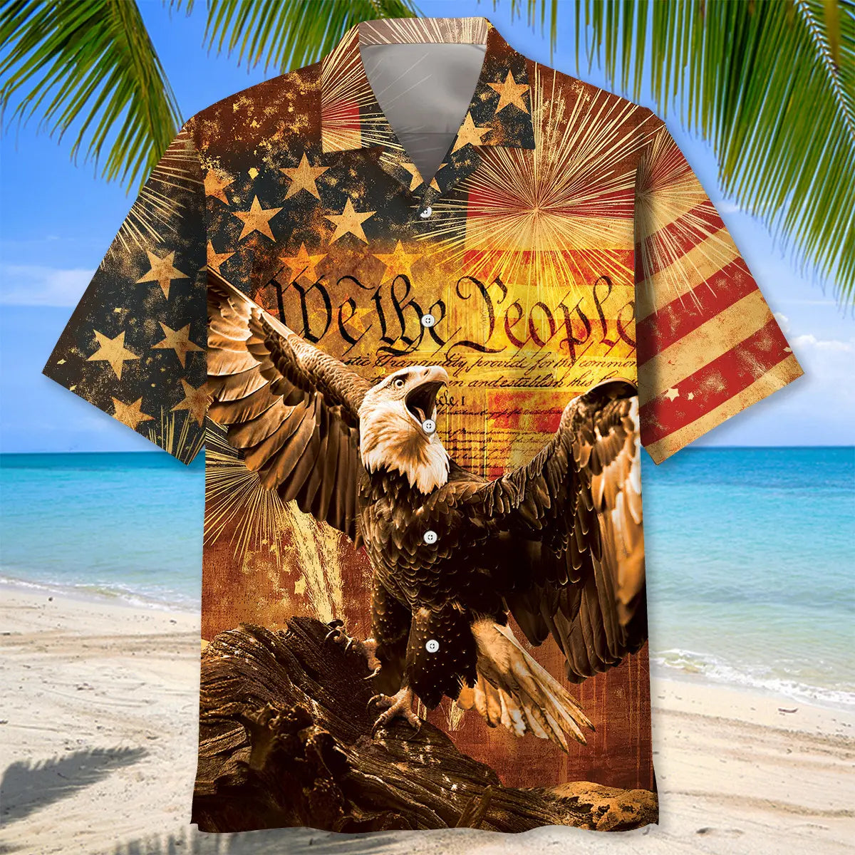 Vintage God Bless America Hawaiian Shirt