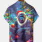 Vintage Gorilla Funny Christmas Lights Holiday Hawaiian Shirt