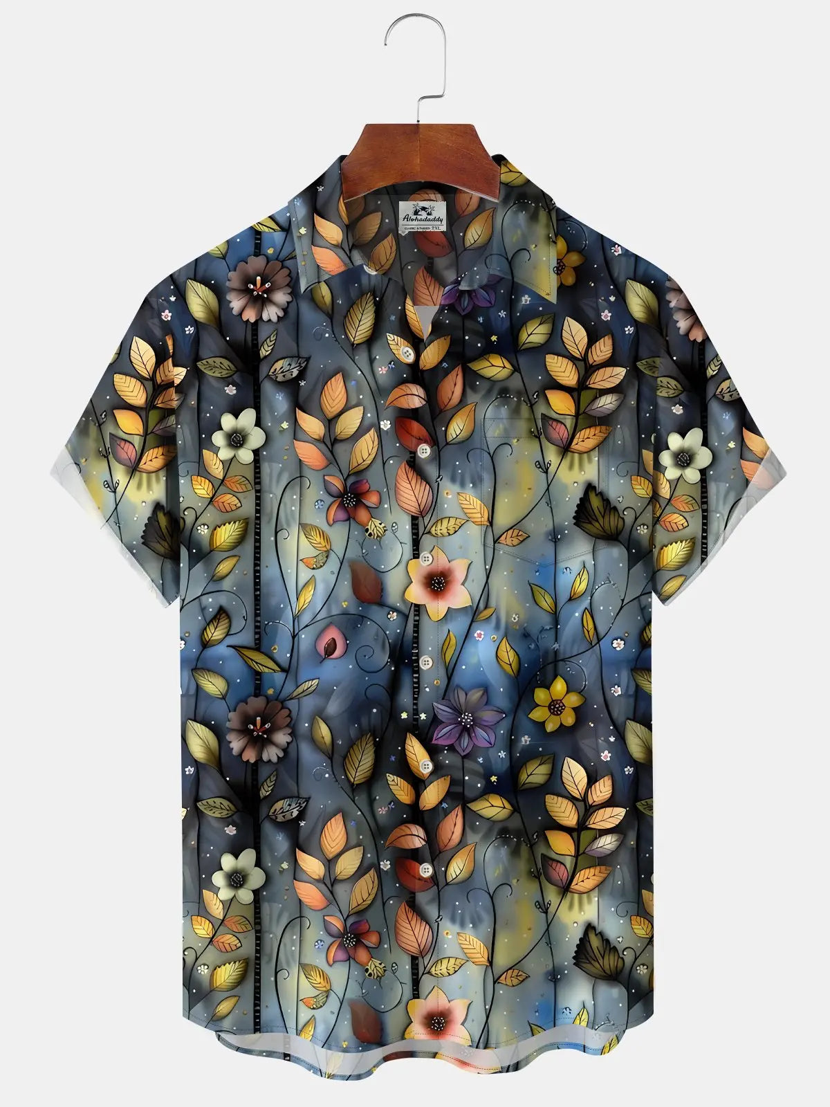Hawaiian Shirt / Adults / S Vintage Gradient Oil Painting Vine Floral Hawaiian Vacation Hawaiian Shirt