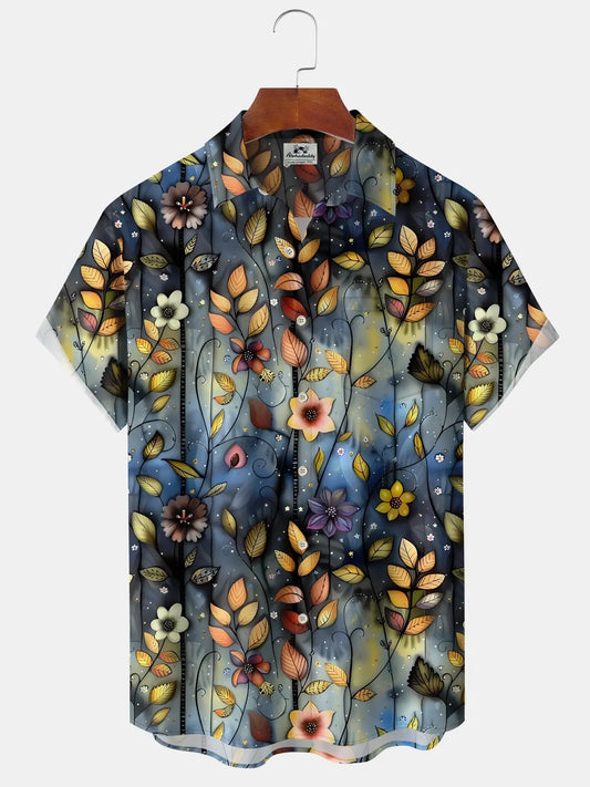 Hawaiian Shirt / Adults / S Vintage Gradient Oil Painting Vine Floral Hawaiian Vacation Hawaiian Shirt
