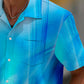 Vintage Gradient Print Men's Seersucker Stretch Hawaiian Shirt