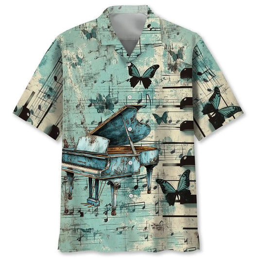 Hawaiian Shirt / Adults / S Vintage Grand Piano Butterfly Hawaiian Shirt