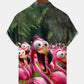Vintage Hawaiian Beach Tropical Leaves Flamingo Cartoon Hawaiian Shirt