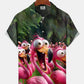 Hawaiian Shirt / Adults / S Vintage Hawaiian Beach Tropical Leaves Flamingo Cartoon Hawaiian Shirt