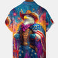 Vintage Holiday American Flag Eagle Independence Day Fireworks Hawaiian Shirt