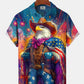 Hawaiian Shirt / Adults / S Vintage Holiday American Flag Eagle Independence Day Fireworks Hawaiian Shirt