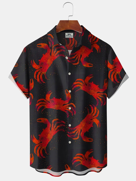 Hawaiian Shirt / Adults / S Vintage Holiday Mens Crab Sea Life Hawaiian Shirt