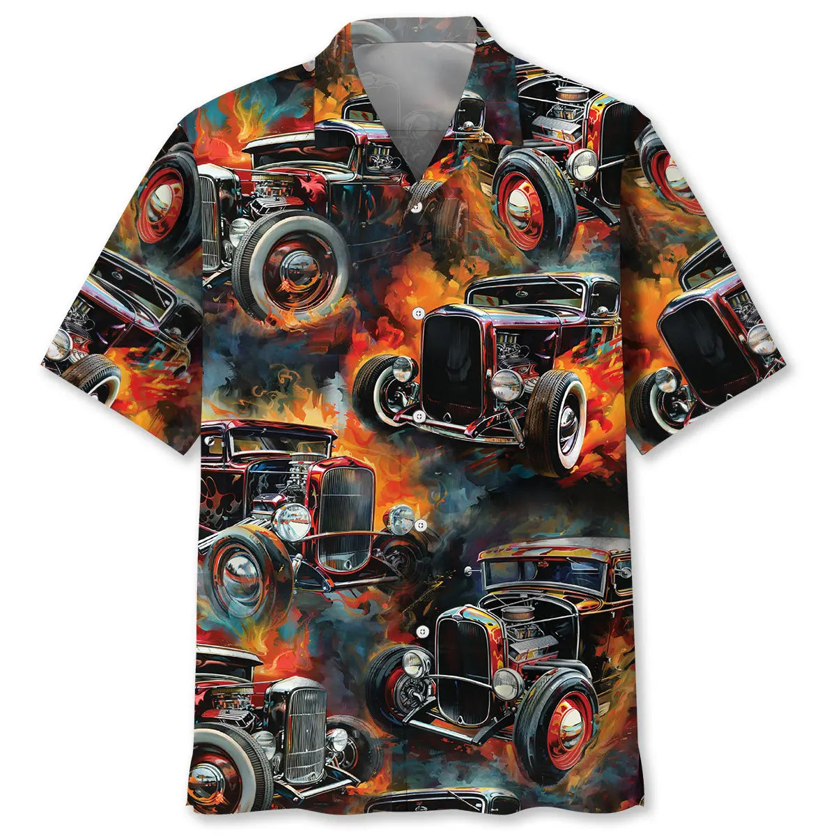 Hawaiian Shirt / Adults / S Vintage Hot Rod Art Hawaiian Shirt