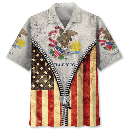 Hawaiian Shirt / Adults / S Vintage Illinois State Hawaiian Shirt
