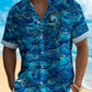 Hawaiian Shirt / Adults / S Vintage Japanese Blue Men's Hawaiian Shirt Stretch Easy Care Camp Shirt Big Tall