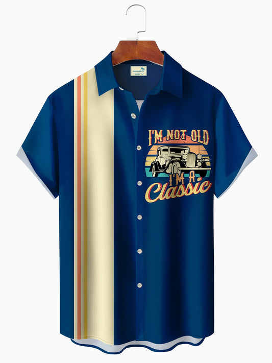 Hawaiian Shirt / Adults / S Vintage Letter Car I'm Not Old I'm A Classic Bowling Shirt Hawaiian Shirt