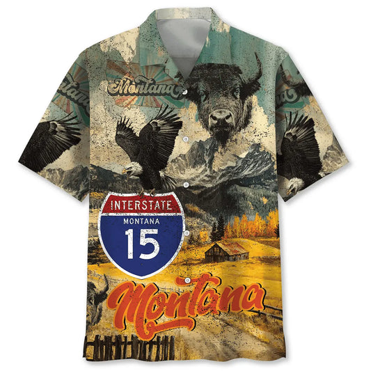 Hawaiian Shirt / Adults / S Vintage Montana State Hawaiian Shirt