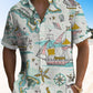 Vintage Nautical Ship Travel Map Hawaiian Shirt