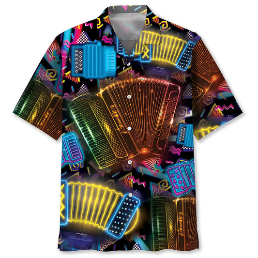Hawaiian Shirt / Adults / S Vintage Neon Accordion Hawaiian Shirt