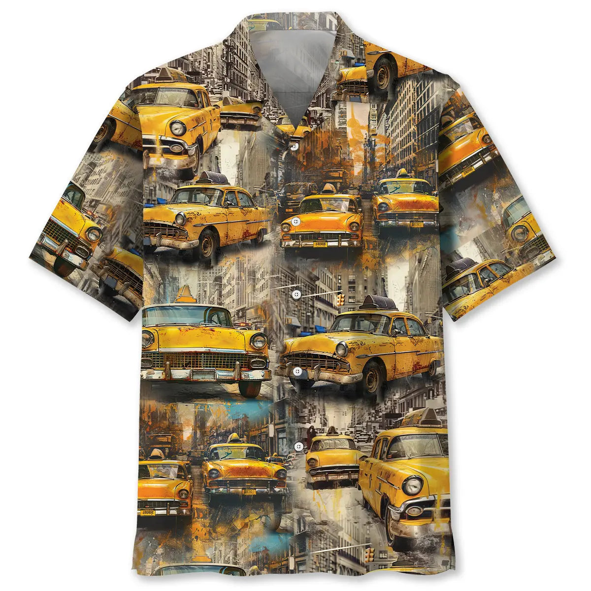 Hawaiian Shirt / Adults / S Vintage New York Taxi Car Hawaiian Shirt