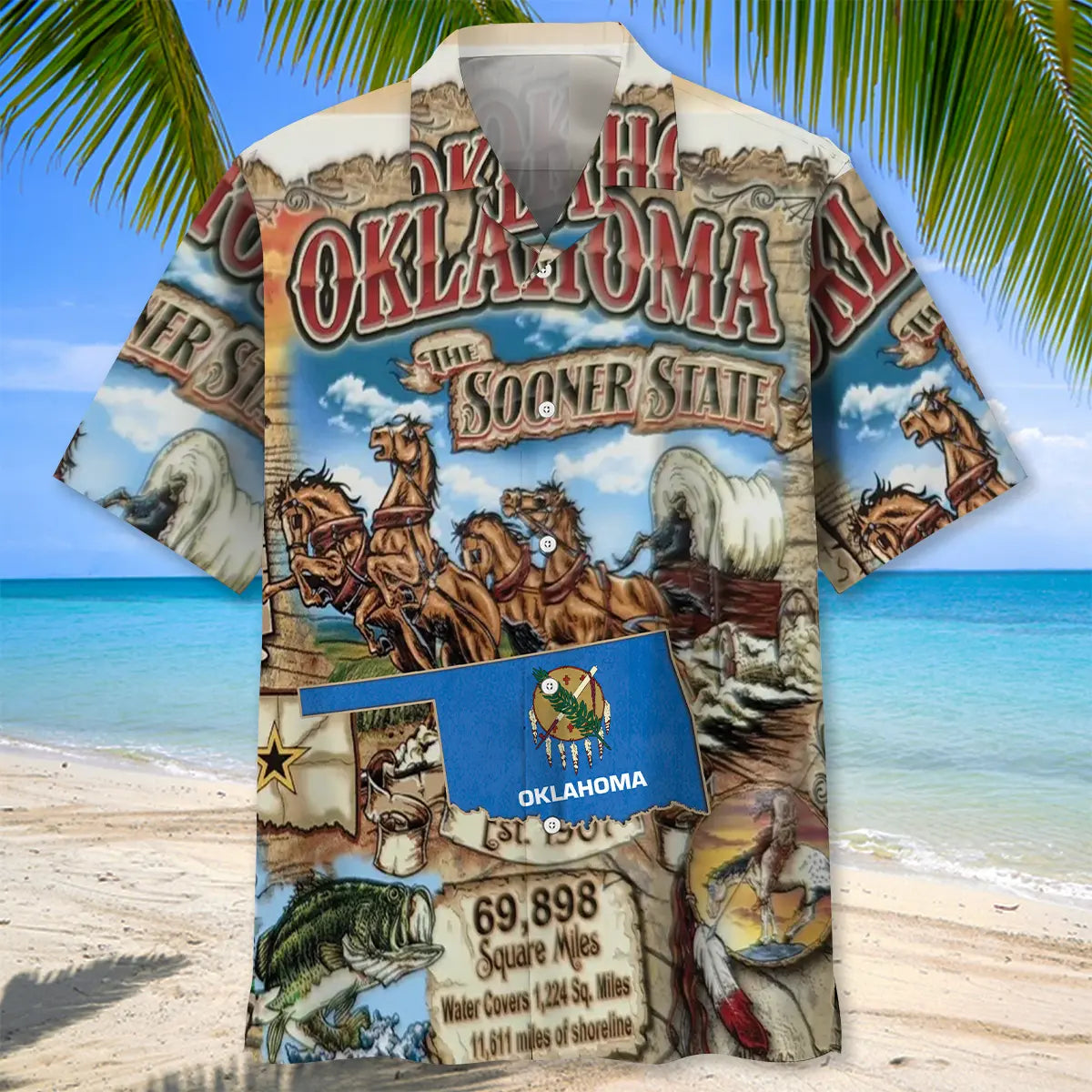 Vintage Oklahoma Art Proud Hawaiian Shirt