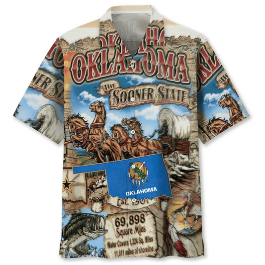 Hawaiian Shirt / Adults / S Vintage Oklahoma Art Proud Hawaiian Shirt