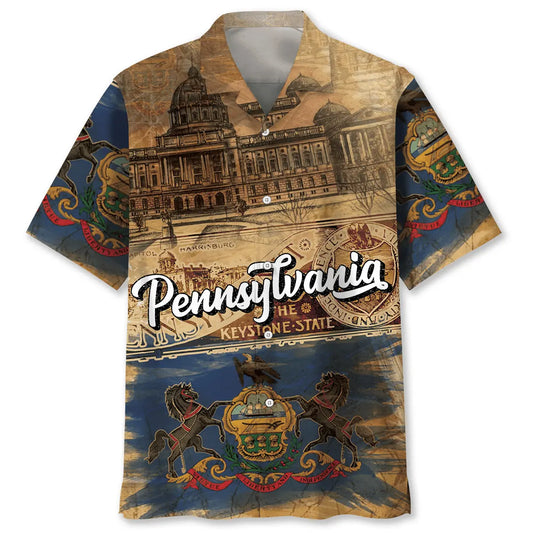 Hawaiian Shirt / Adults / S Vintage Pennsylvania State Hawaiian Shirt