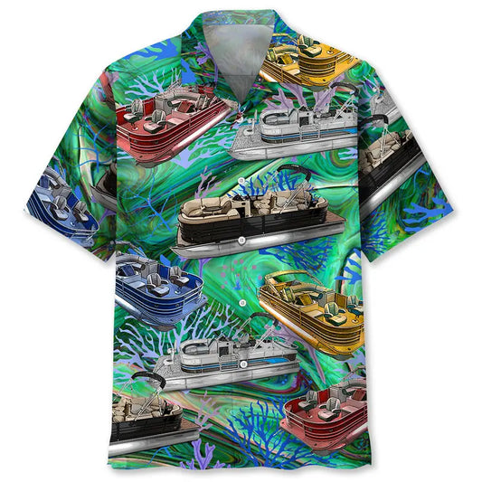 Hawaiian Shirt / Adults / S Vintage Pontoon Boat Hawaiian Shirt