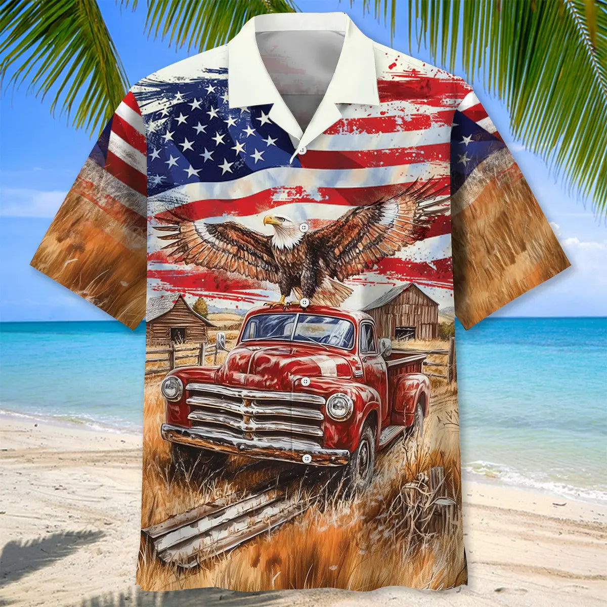 Vintage Red Pick Up truck Hawaiian Shirt