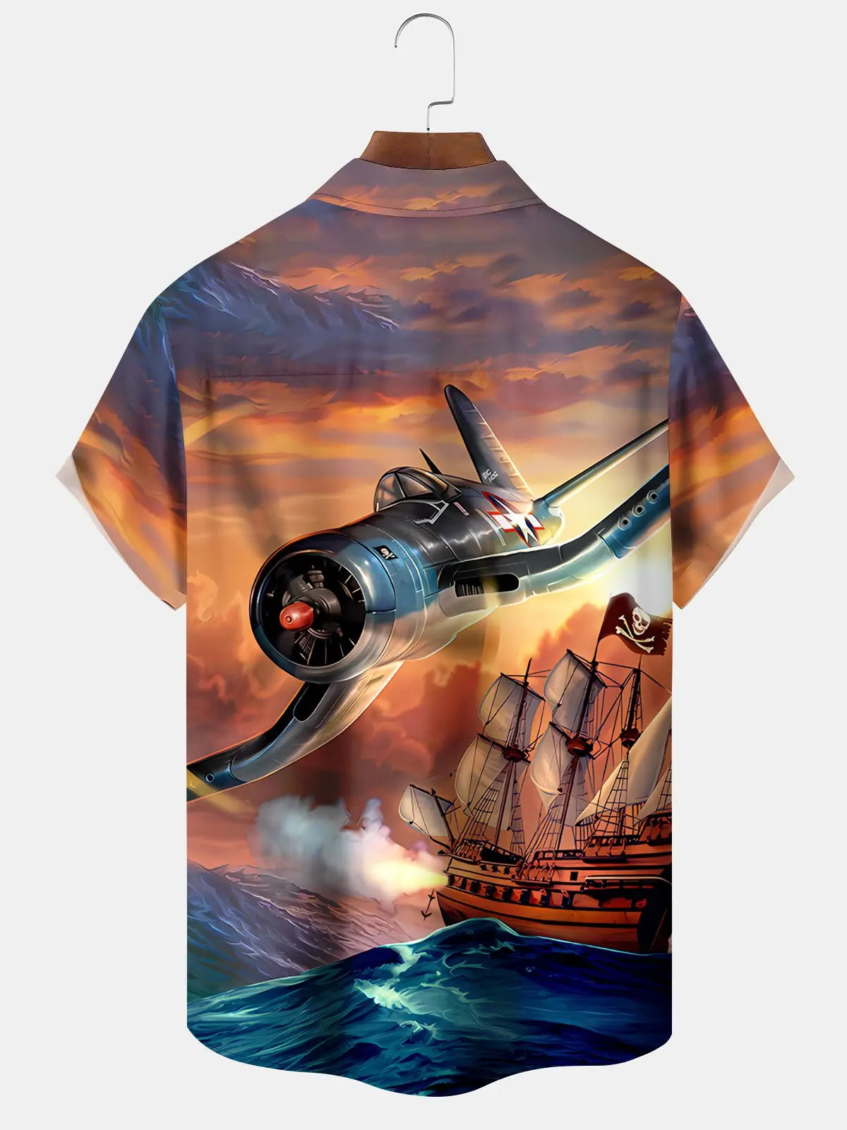 Vintage Sailing Ship Fighter Men's Hawaiian Shirt
