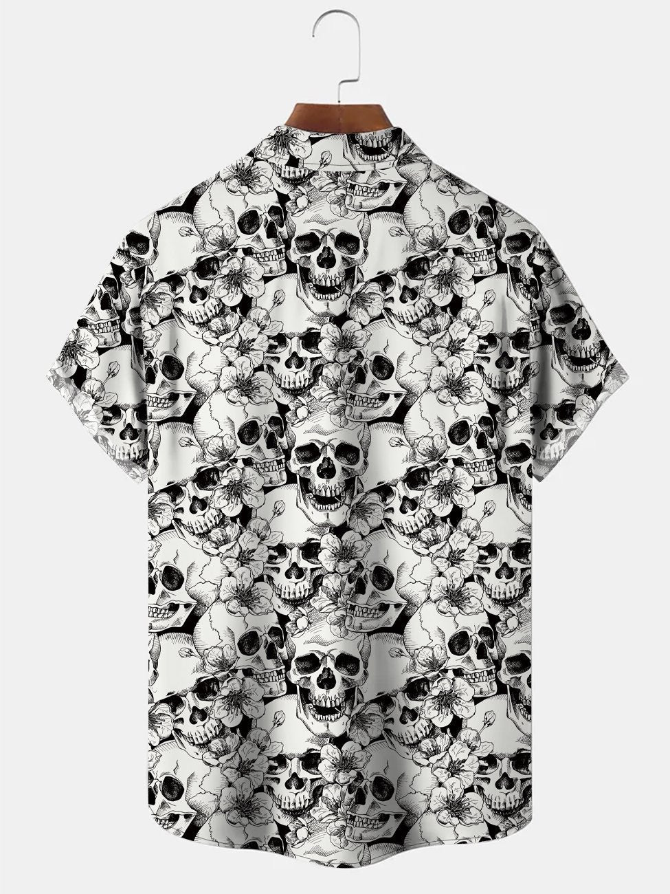 Vintage Skull Floral Plant Beach Men's Hawaiian Shirt