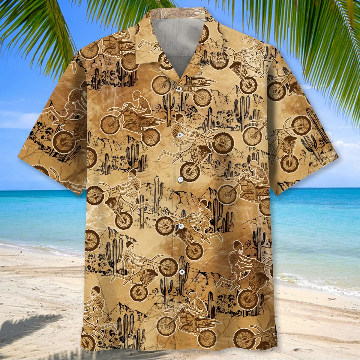 Vintage Skull Motocross Hawaiian Shirt