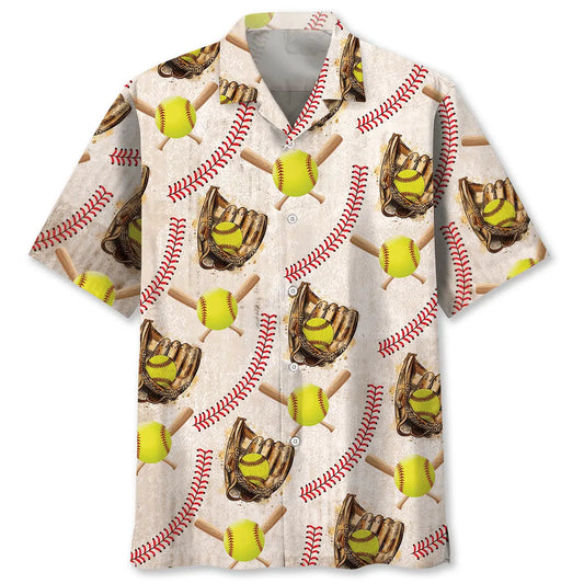Hawaiian Shirt / Adults / S Vintage Softball Hawaiian Shirt