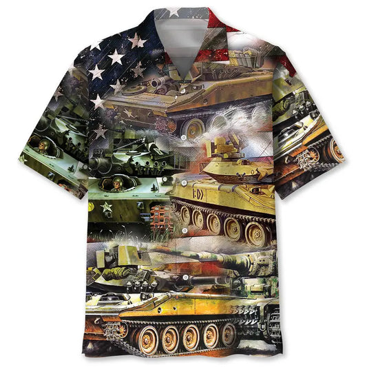 Hawaiian Shirt / Adults / S Vintage USA Military Vehicles Hawaiian Shirt