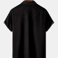 Vintage Vacation Black Men's Guayabera Hawaiian Shirts Stretch Aloha Bowling Camp Hawaiian Shirts