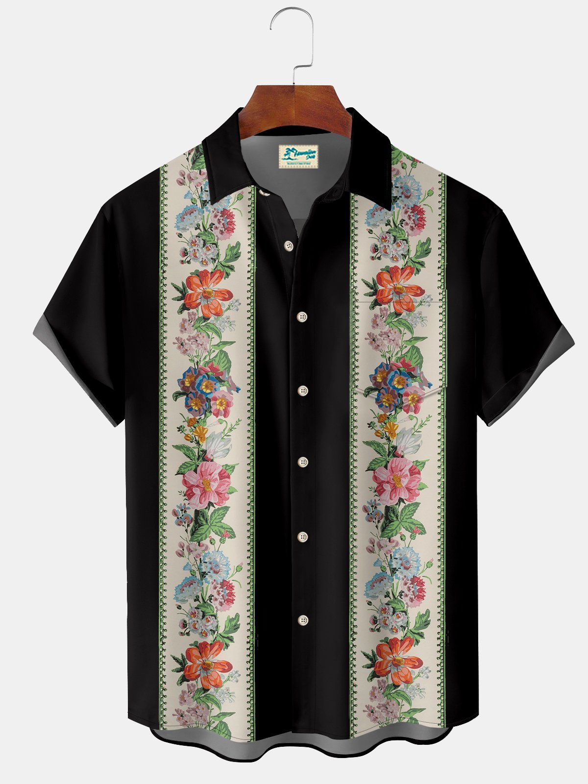 Hawaiian Shirt / Adults / S Vintage Vacation Black Men's Guayabera Hawaiian Shirts Stretch Aloha Bowling Camp Hawaiian Shirts