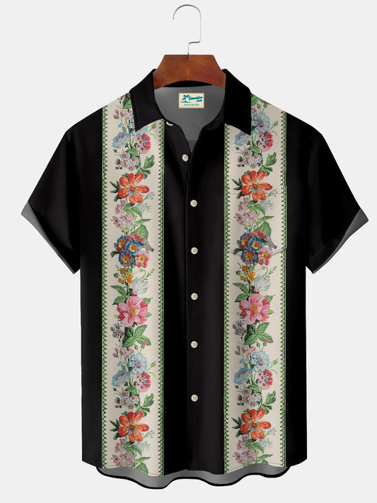 Hawaiian Shirt / Adults / S Vintage Vacation Black Men's Guayabera Hawaiian Shirts Stretch Aloha Bowling Camp Hawaiian Shirts