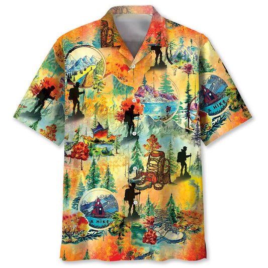 Hawaiian Shirt / Adults / S Vintage Watercolor Hiking Hawaiian Shirt
