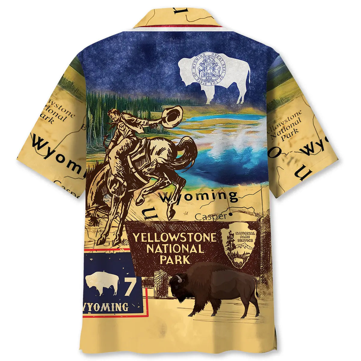 Vintage Wyoming State Hawaiian Shirt