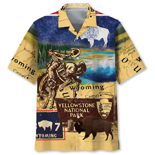 Hawaiian Shirt / Adults / S Vintage Wyoming State Hawaiian Shirt