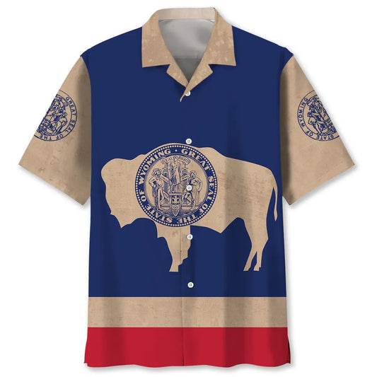Hawaiian Shirt / Adults / S Vintage Wyoming The Equality State Hawaiian Shirt