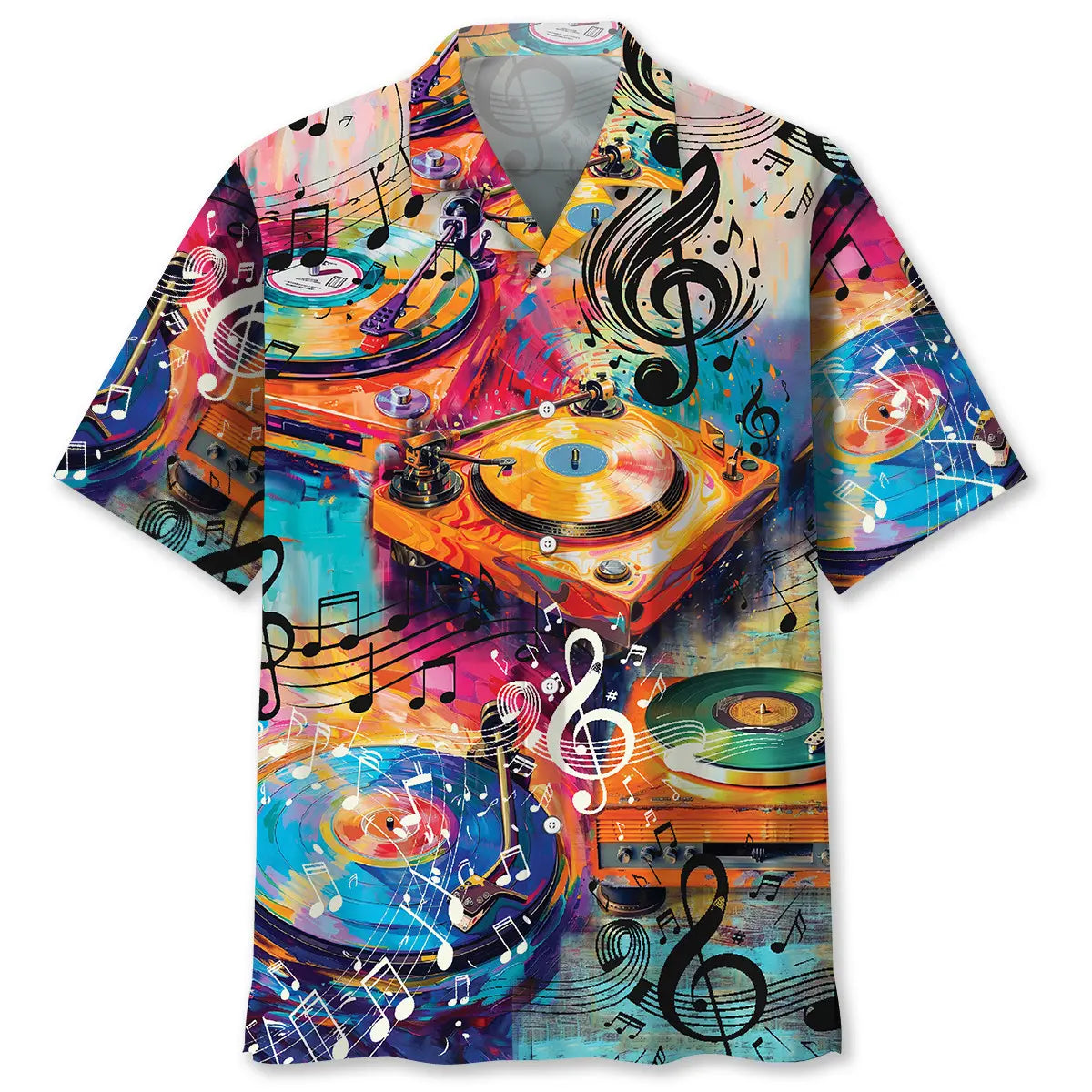 Hawaiian Shirt / Adults / S Vinyl Record Player Art Hawaiian Shirt