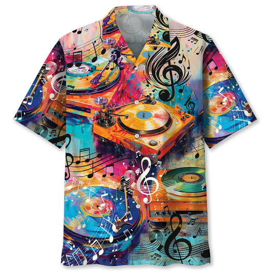 Hawaiian Shirt / Adults / S Vinyl Record Player Art Hawaiian Shirt