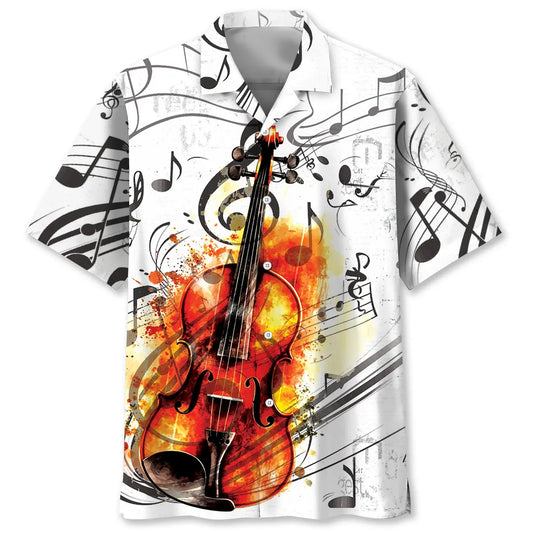 Hawaiian Shirt / Adults / S Violin Art Black White Hawaiian Shirt