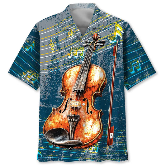 Hawaiian Shirt / Adults / S Violin Vintage Blue Hawaiian Shirt
