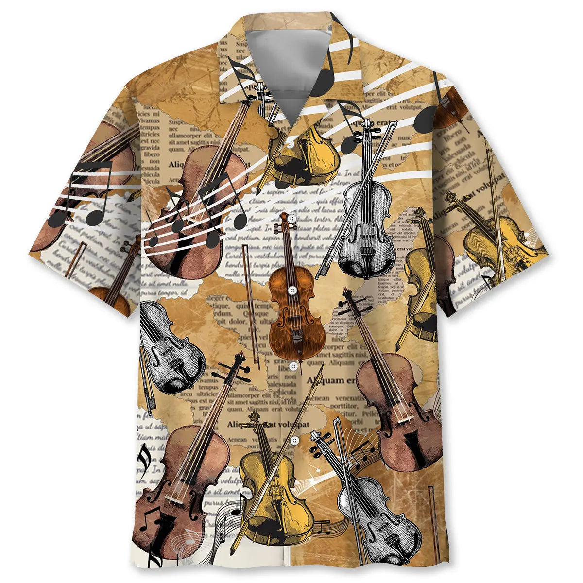 Hawaiian Shirt / Adults / S Violin Vintage Newspaper Hawaiian Shirt
