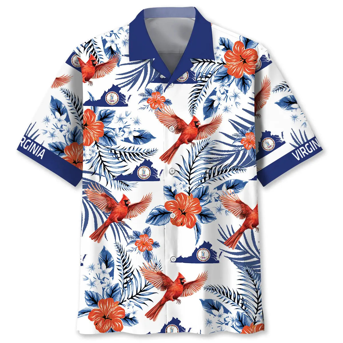 Hawaiian Shirt / Adults / S Virginia Humming Bird Proud State Hawaiian Shirt