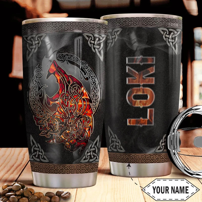 Viking Wolf Fire Personalized 20 Oz Tumbler For Travel Gifts