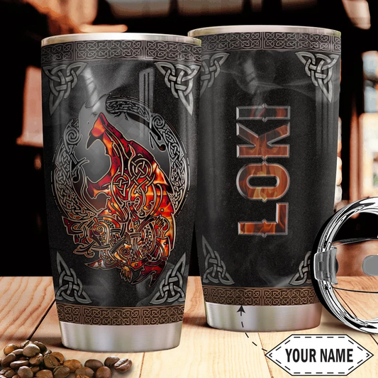 Viking Wolf Fire Personalized 20 Oz Tumbler For Travel Gifts