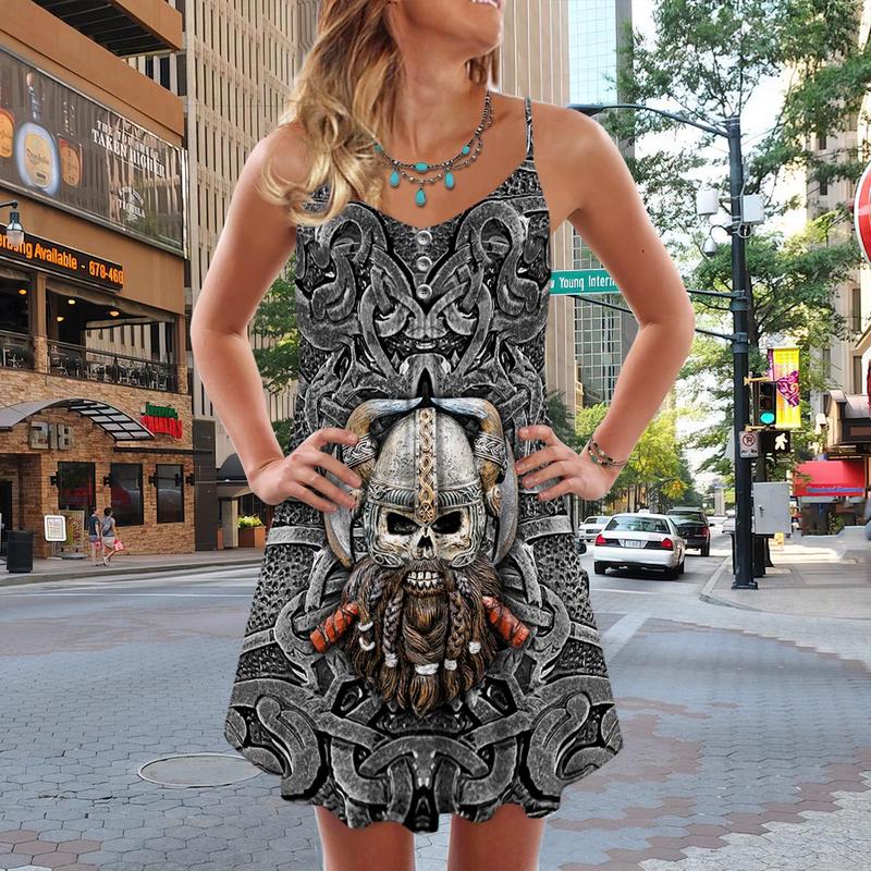 Viking Summer Vibes Sign – Women's Summer Sleeveless V-Neck Camisole Dress