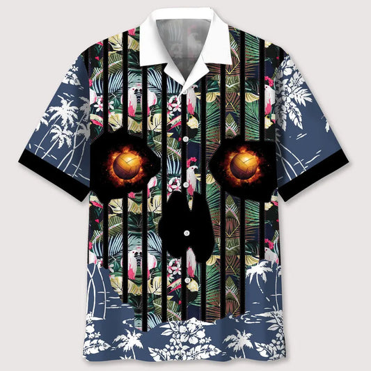 Hawaiian Shirt / Adults / S volleyball flower skull hawaiian shirt