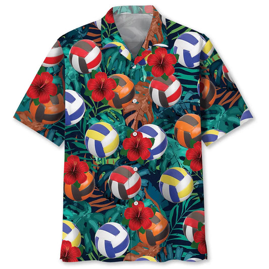 Hawaiian Shirt / Adults / S Volleyball Flowers Balls Hawaiian Shirt