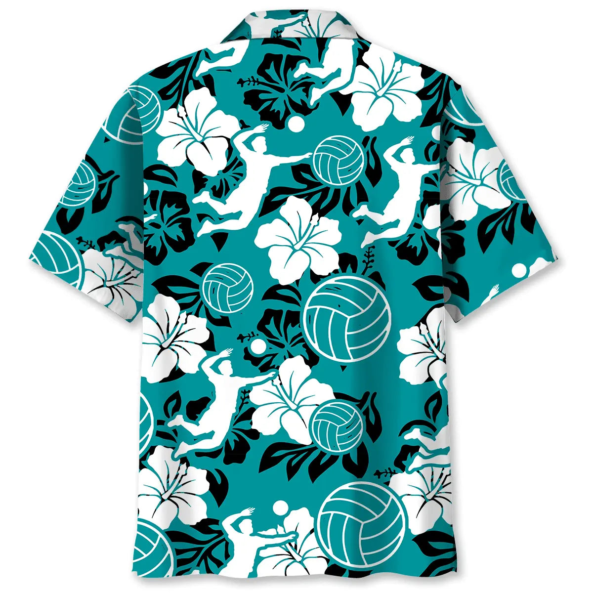 Volleyball Hibiscus Blue Hawaiian Shirt