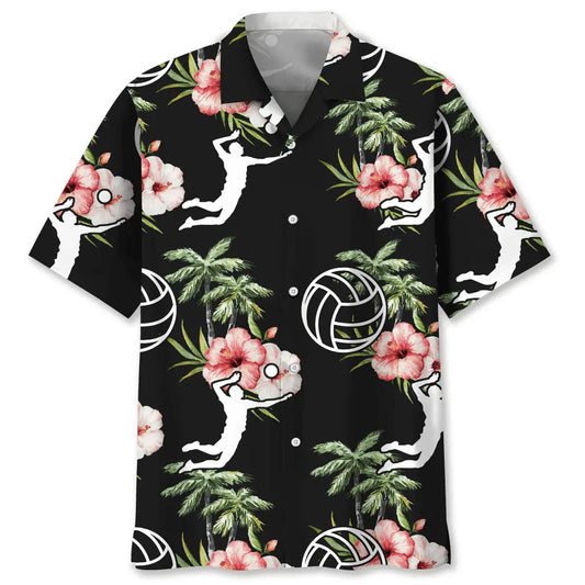 Hawaiian Shirt / Adults / S Volleyball Nature Flower Hawaiian Shirt
