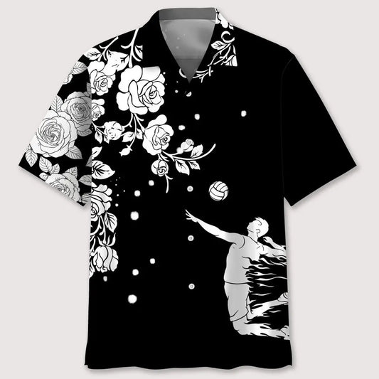Hawaiian Shirt / Adults / S volleyball rose bw hawaiian shirt
